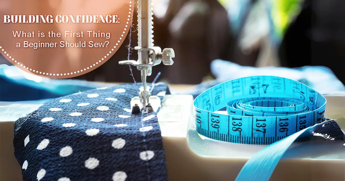 A sewing machine and a tape measure, two essential tools for beginners, that can help build confidence in sewing.